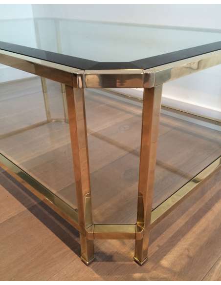 Table basse octogonale en laiton du 20éme siècle-Bozaart