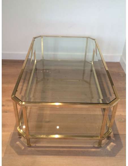 20th century octagonal brass coffee table-Bozaart