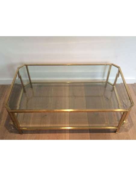 20th century octagonal brass coffee table-Bozaart