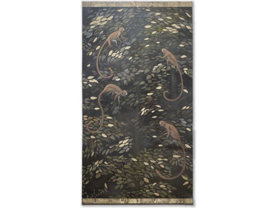 Painted canvas of chimpanzees+ from the 20th century
