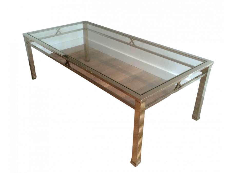 20th century neoclassical +chrome coffee table