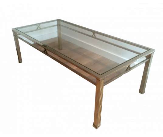 20th century neoclassical chrome coffee table