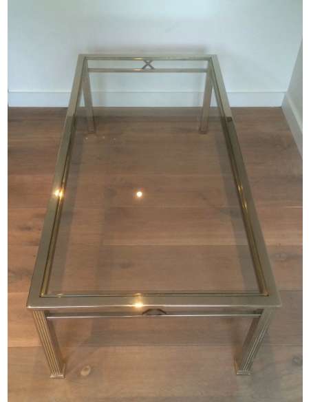 20th century neoclassical chrome coffee table-Bozaart