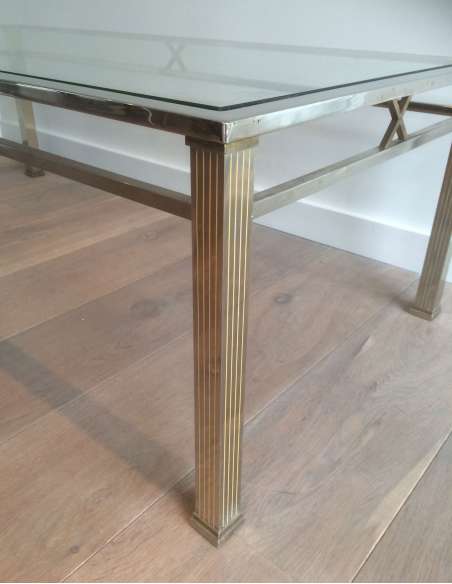 20th century neoclassical chrome coffee table-Bozaart