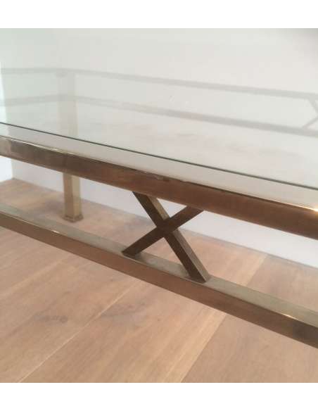 20th century neoclassical chrome coffee table-Bozaart