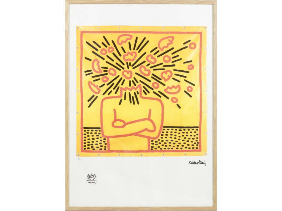 Sérigraphie de Keith Haring. +Art contemporain de 1990