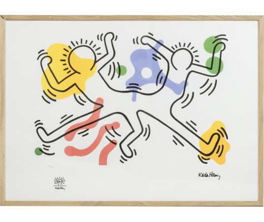 Silkscreen print by Keith Haring, Contemporary Art. Year 90