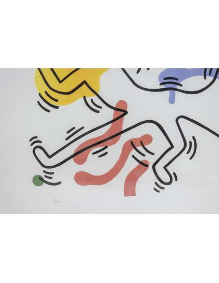 Silkscreen print by Keith Haring, Contemporary Art. Year 90-Bozaart