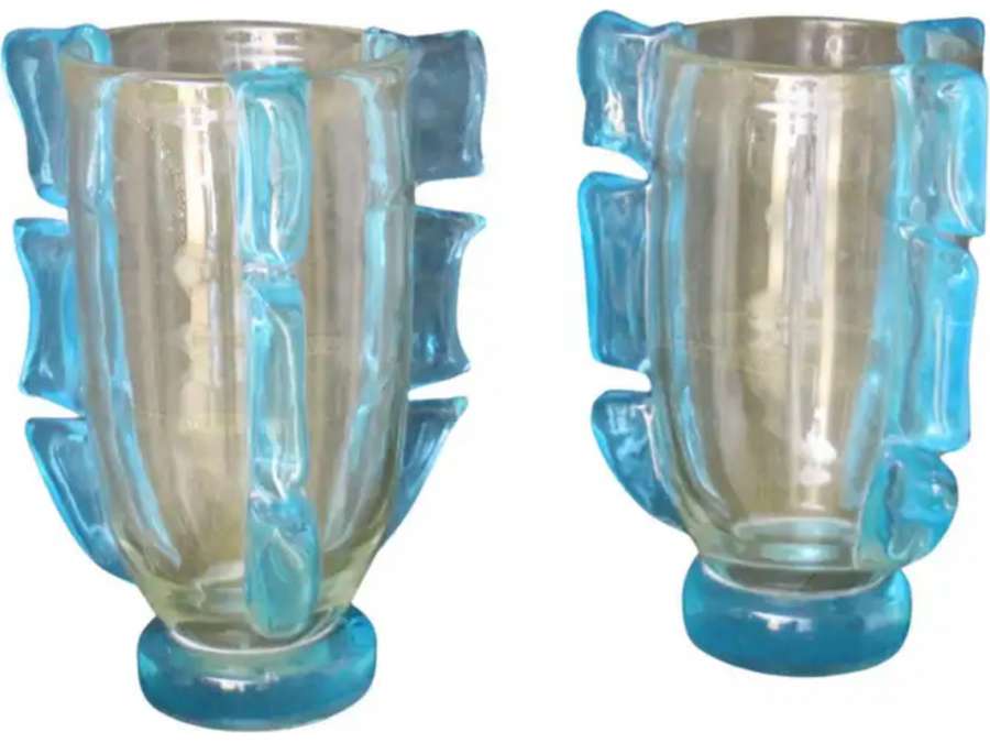 Grands vases en verre +des années 80 par Costantini