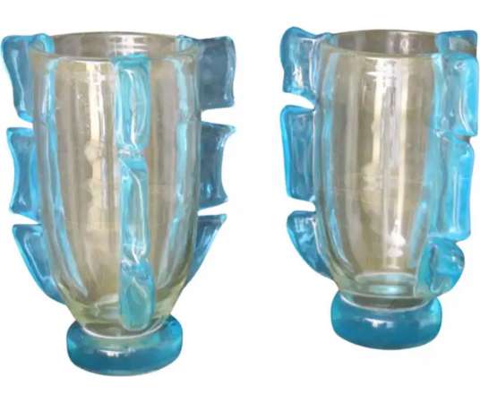 Grands vases en verre des années 80 par Costantini