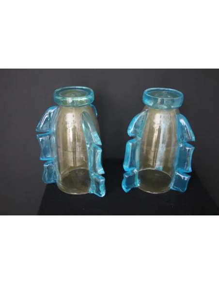 Grands vases en verre des années 80 par Costantini-Bozaart