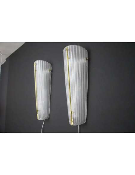 Large white glass sconces from the 90s-Bozaart