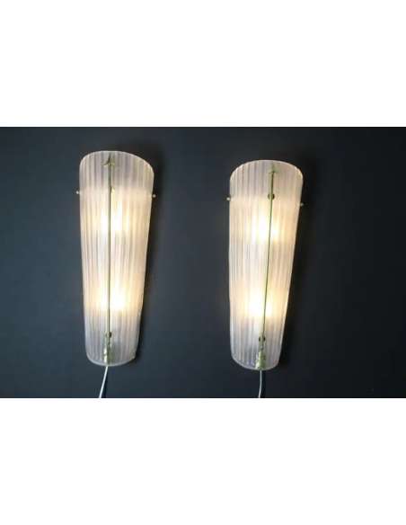 Large white glass sconces from the 90s-Bozaart