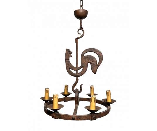 Wrought iron chandelier from the 1950s