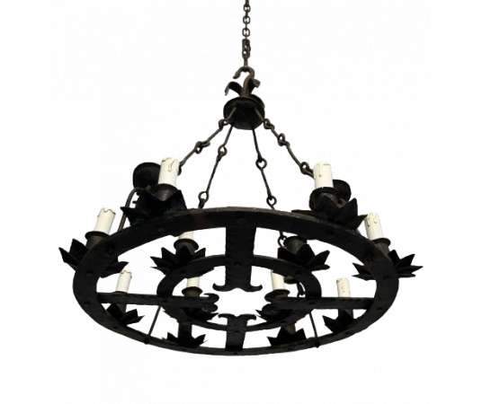 Modern wrought iron chandelier in the Gothic style, Year 40