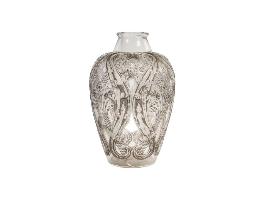 Vase en verre du 20ème siècle modèle "Lézards et Bluets"