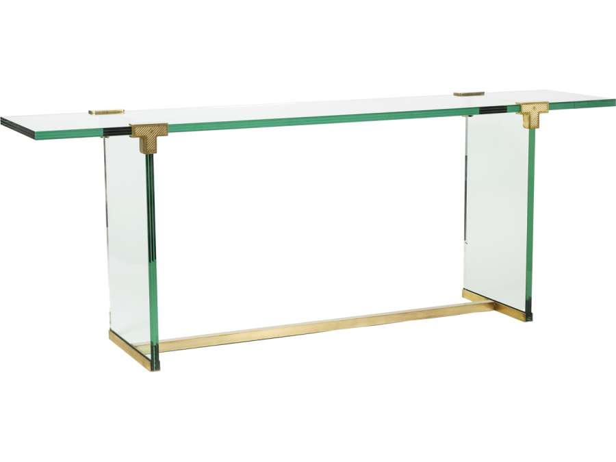 Glass console table by Peter Ghyczy from the 70s