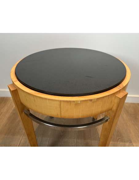Design pedestal table in chrome from the '40s-Bozaart
