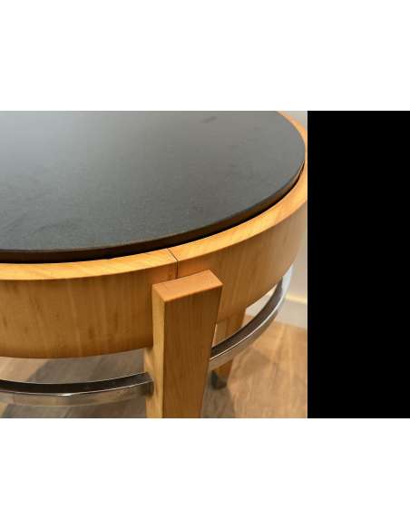 Design pedestal table in chrome from the '40s-Bozaart