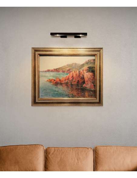 Marine, Huile sur toile « Formations rocheuses de la Calanche, Corse » par Paul Balmigère-Bozaart