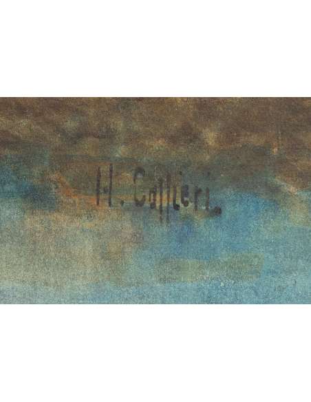 19th century watercolor painting by Hector Caffieri-Bozaart