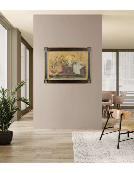 Peinture en aquarelle du 19ème siècle par Hector Caffieri-Bozaart