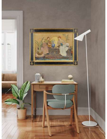 Peinture en aquarelle du 19ème siècle par Hector Caffieri-Bozaart