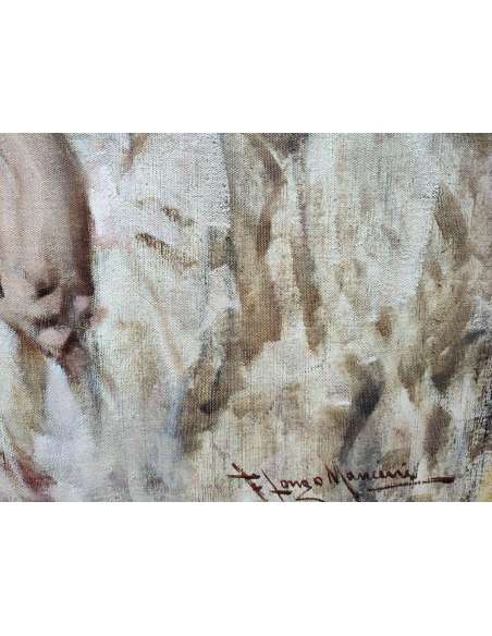 20th century oil on canvas portrait by Francesco Longo Mancini-Bozaart