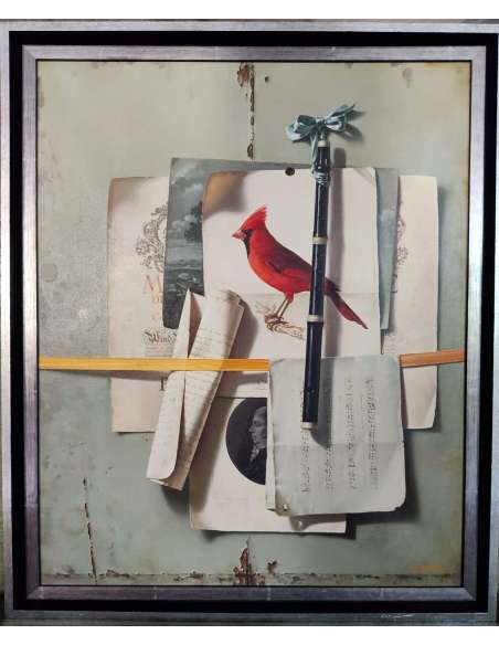 Still life oil on canvas from the 20th century by Jean Grimal (1942-1998)-Bozaart
