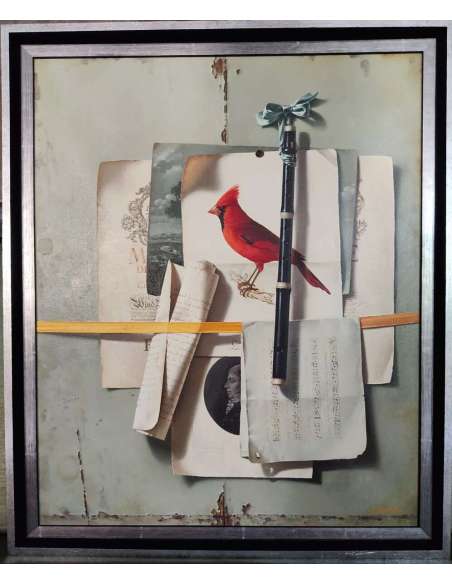 Still life oil on canvas from the 20th century by Jean Grimal (1942-1998)-Bozaart