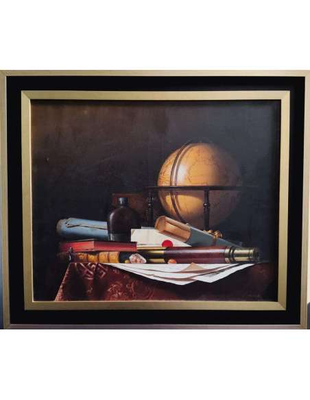 Nature morte, huile sur toile du 20ème siècle par Jean Grimal (1942–1998)-Bozaart