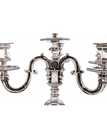 A. AUCOC Pair Of Nineteenth Cen. Solid Silver Candelabra-Bozaart