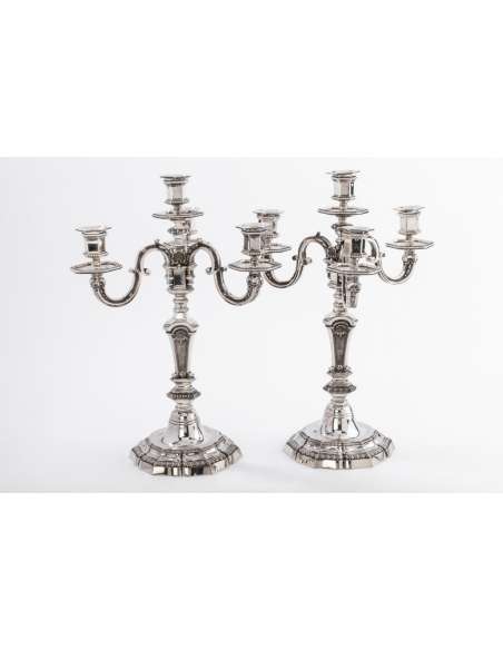 A. AUCOC Pair Of Nineteenth Cen. Solid Silver Candelabra-Bozaart