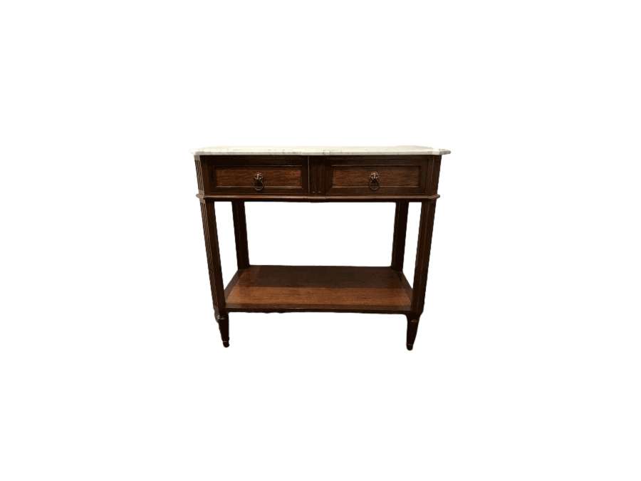 Mahogany console table with Louis XVI style marble top