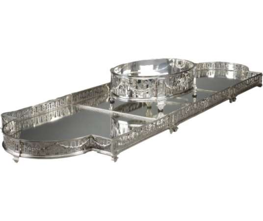 Goldsmith QUEILLE - Surtout of table and its planter in solid silver XIXth