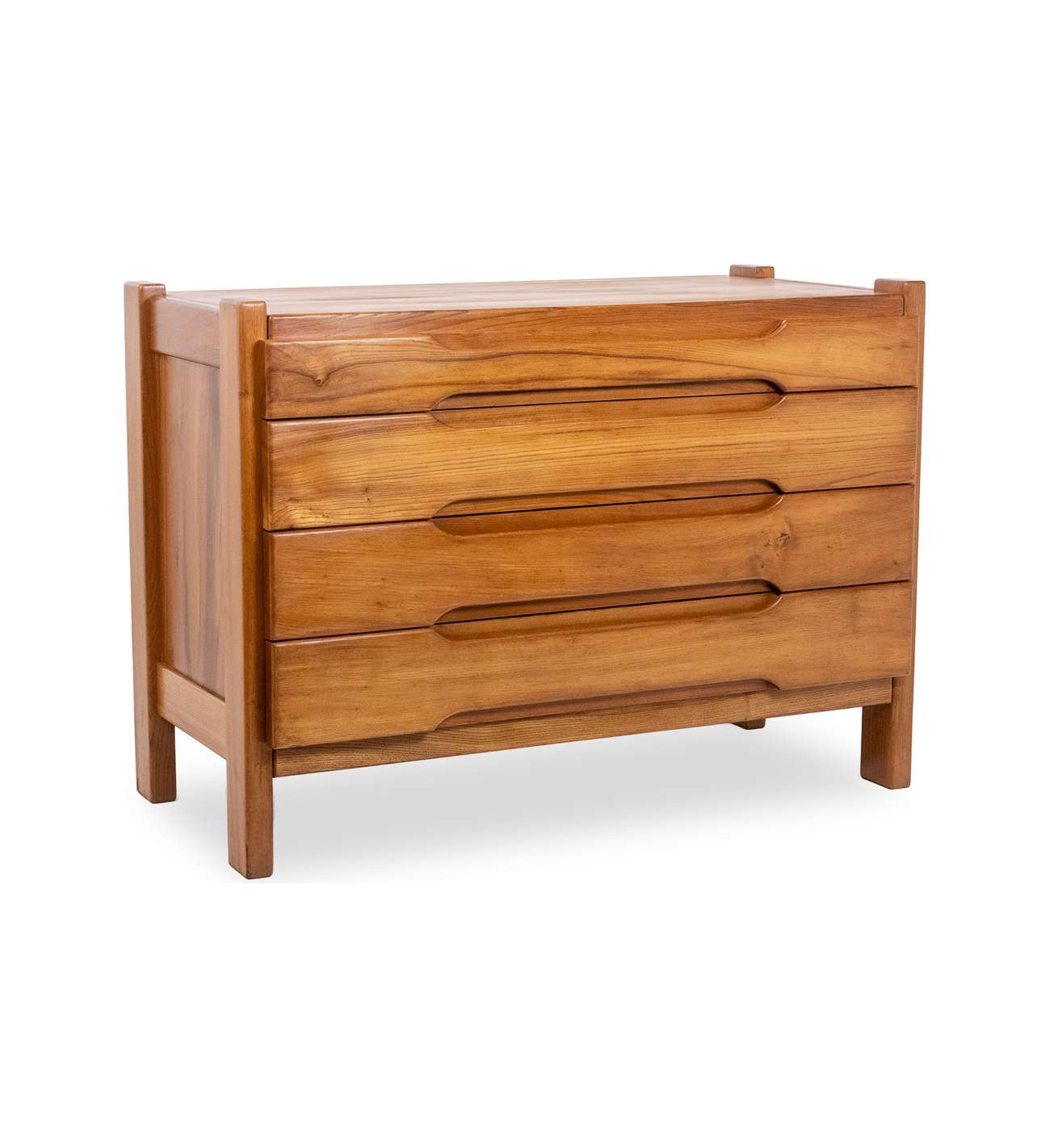 Maison Regain. Elm chest of drawers. Circa 1970.