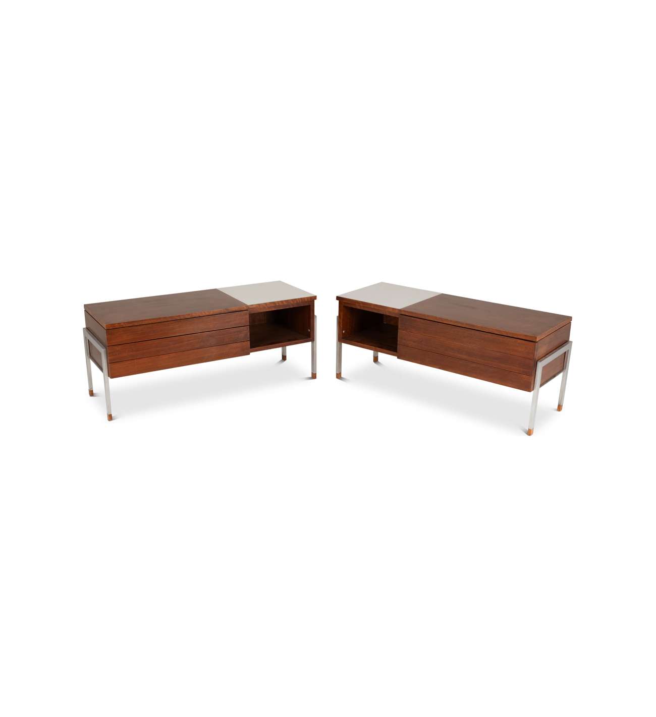 Pair of 60's teak low chests of drawers
