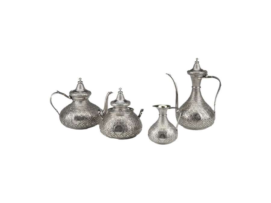 GLANANT / DUPONCHEL - 4-piece tea and coffee service in solid silver XIXth