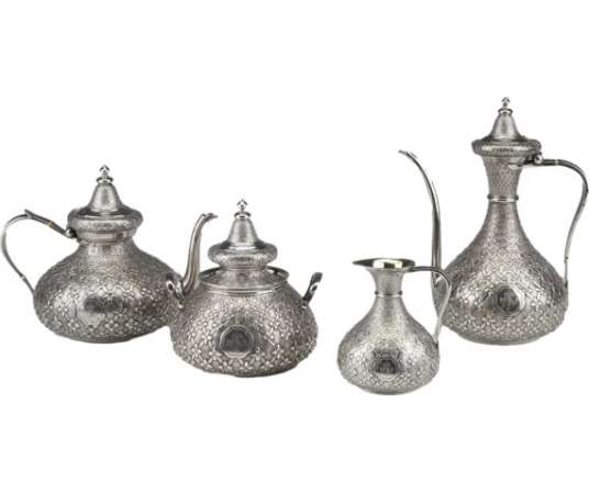 GLANANT / DUPONCHEL - 4-piece tea and coffee service in solid silver XIXth