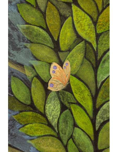 Large panel painted with acrylic on linen canvas. Contemporary work. -Bozaart