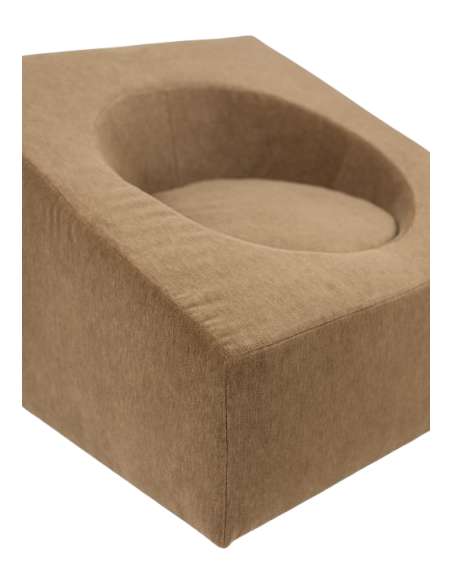 Paire de fauteuils cubiques en tissu mohair beige. Contemporains -Bozaart