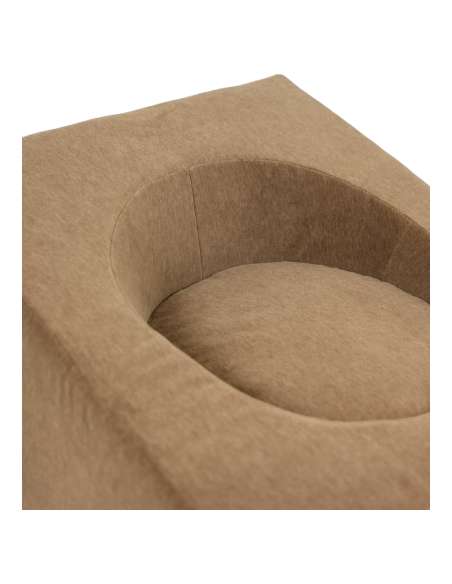 Paire de fauteuils cubiques en tissu mohair beige. Contemporains -Bozaart