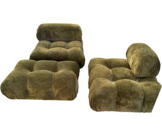 B&B iIalia Canapé 3 modules CAMALEONDA angulaire Chenille Enia Vert Olive