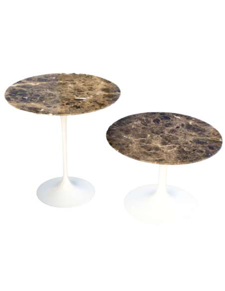 Eero Saarinen & Knoll, 2 guéridons « tulipe » marbre "EMPERADOR", XXth -Bozaart