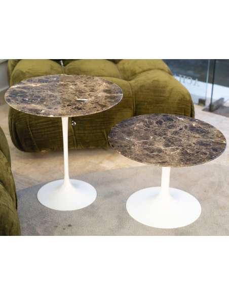 Eero Saarinen & Knoll, 2 guéridons « tulipe » marbre "EMPERADOR", XXth -Bozaart
