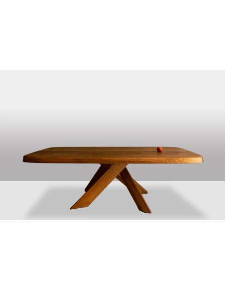 Pierre Chapo. Table de salle à manger modèle « T35D », en chêne blond. -Bozaart
