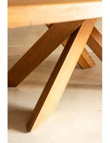 Pierre Chapo. Table de salle à manger modèle « T35D », en chêne blond. -Bozaart