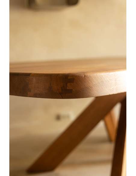 Pierre Chapo. Table de salle à manger modèle « T35D », en chêne blond. -Bozaart