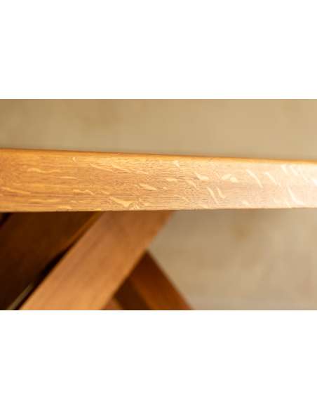 Pierre Chapo. Table de salle à manger modèle « T35D », en chêne blond. -Bozaart