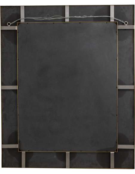 Miroir en marqueterie de laiton oxydé et patiné. Travail d’artiste -Bozaart